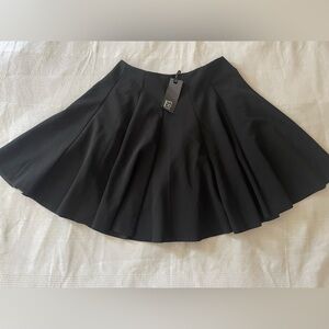 Black Mini Pleated Skater Skirt for Work